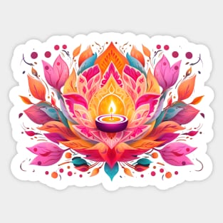 Lotus Radiance: A Diwali Celebration Sticker